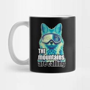 The mountains are calling ice fox ski goggles on snow mountain Mug